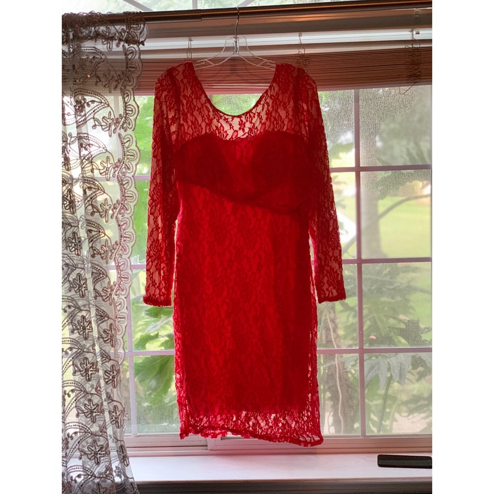 Bright pink/coral above the knee dress